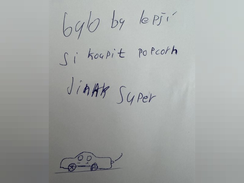 Ručně psaný lístek od diváka