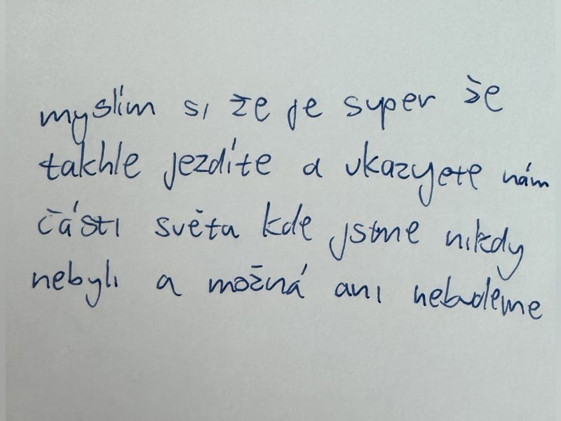 Ručně psaný lístek od diváka